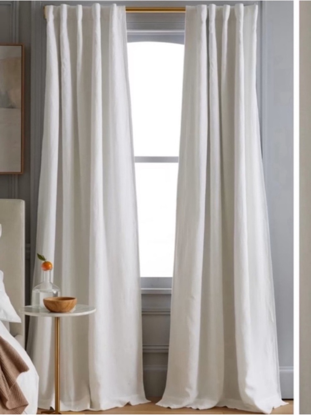NWT QUINCE Set Of 2 48x108 European Linen Room Darkening Curtains Cream 8295